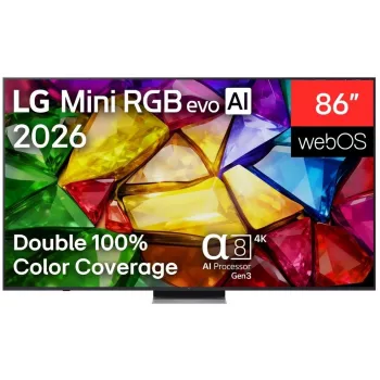 LG 86MRGB87B3B 86-calowy telewizor 4K UHD Smart TV z technologią Mini LED (Mini RGB), webOS 23, procesor AI α7 4K Gen6, czarny