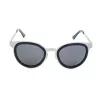 LGR FELI-SILVER01 Okulary przeciwsłoneczne unisex - srebrna oprawka acetatowa, szare soczewki poliwęglanowe, ochrona UV400, 47/24/145 mm