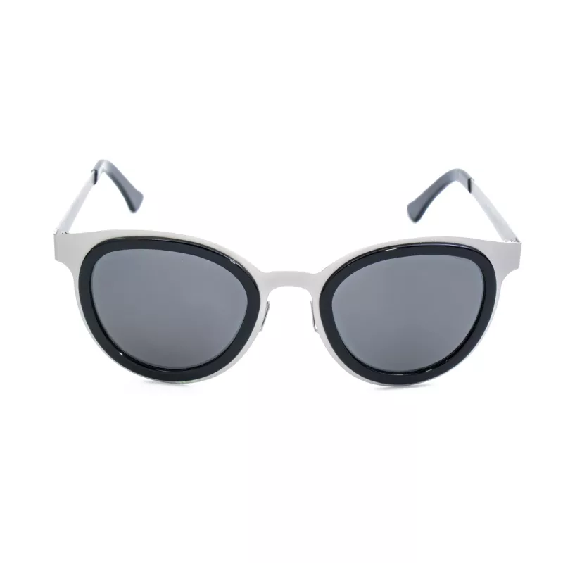 LGR FELI-SILVER01 Okulary przeciwsłoneczne unisex - srebrna oprawka acetatowa, szare soczewki poliwęglanowe, ochrona UV400, 47/24/145 mm