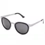 LGR FELI-SILVER01 Okulary przeciwsłoneczne unisex - srebrna oprawka acetatowa, szare soczewki poliwęglanowe, ochrona UV400, 47/24/145 mm