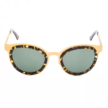 Okulary przeciwsłoneczne LGR Women's Feli Gold 09 - Ręcznie polerowana oprawka acetatowa, zielone soczewki CR-39, ochrona UV400