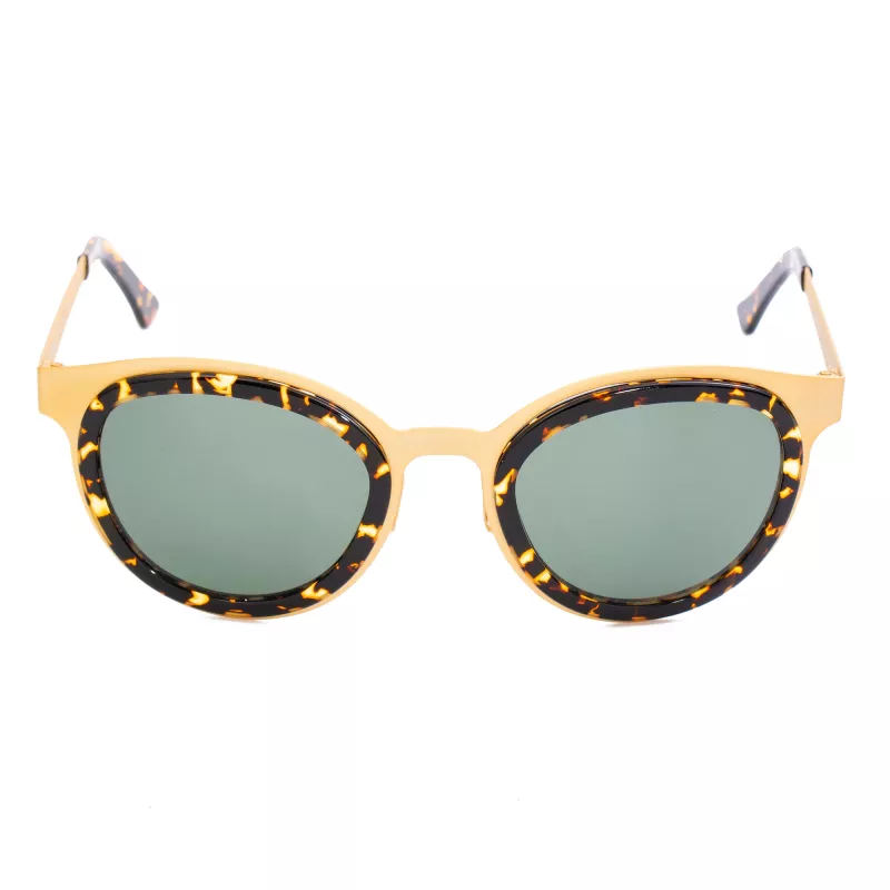 Okulary przeciwsłoneczne LGR Women's Feli Gold 09 - Ręcznie polerowana oprawka acetatowa, zielone soczewki CR-39, ochrona UV400