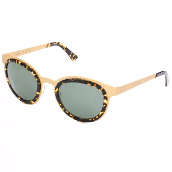 Okulary przeciwsłoneczne LGR Women's Feli Gold 09 - Ręcznie polerowana oprawka acetatowa, zielone soczewki CR-39, ochrona UV400