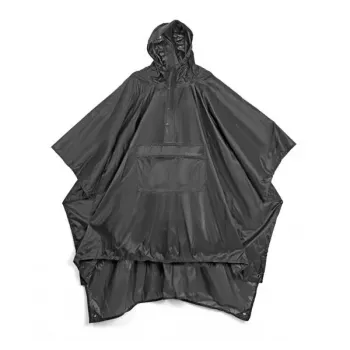Lifeventure Travel Rain Poncho – Wodoodporny nylon ripstop, czarny, uniwersalny rozmiar