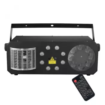 LIGHT4ME PARTY III V2 Multi-Effect LED Derby Gobo Wash Strobe Laser Light z pilotem IR