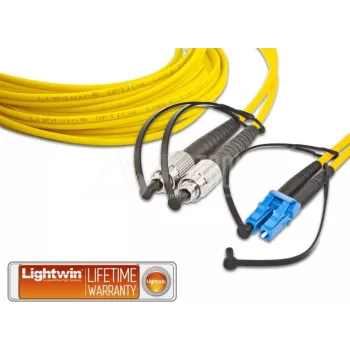 Lightwin LDP-09 FC-LC 3.0 OS2 jednomodowy duplexowy kabel światłowodowy, 3m, żółty LSZH, FC do LC UPC