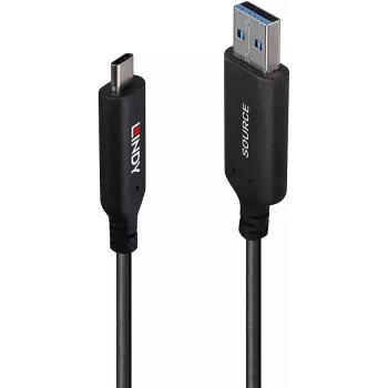 LINDY 10m USB 3.2 Gen 1 Type A do C Hybrydowy Kabel Światłowodowo-Miedziany - Czarny