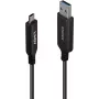 LINDY 10m USB 3.2 Gen 1 Type A do C Hybrydowy Kabel Światłowodowo-Miedziany - Czarny