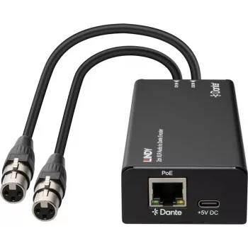 LINDY 2-kanałowy enkoder audio XLR na Dante, PoE, AES67, 24-bit/96kHz 70618