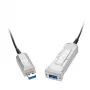 Lindy 50m USB 3.0 hybrydowy aktywny przedłużacz kabla, światłowód i miedź, 5Gbps, LSZH, czarny 42701