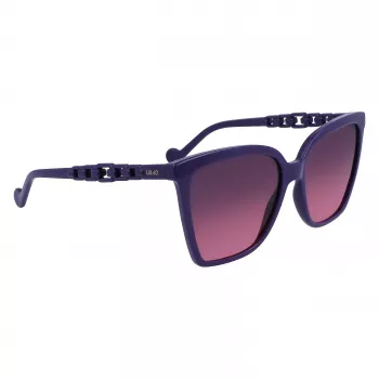 LIU JO Damskie okulary przeciwsłoneczne kocie oko LJ773S-500 - Czarna oprawka acetatowa z szarymi gradientowymi soczewkami - 57mm