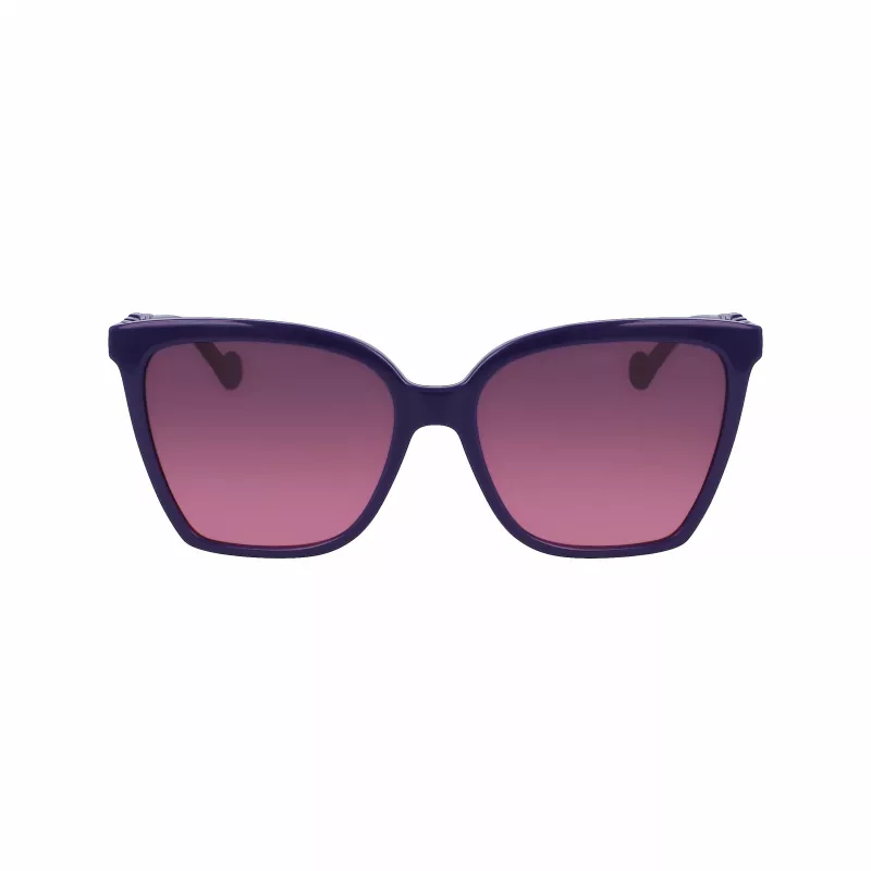LIU JO Damskie okulary przeciwsłoneczne kocie oko LJ773S-500 - Czarna oprawka acetatowa z szarymi gradientowymi soczewkami - 57mm