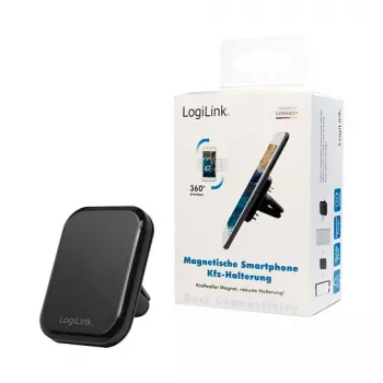 LogiLink AA0114 Magnetyczny uchwyt samochodowy na kratkę nawiewu do smartfonów, obrót 360°, uniwersalny, czarny