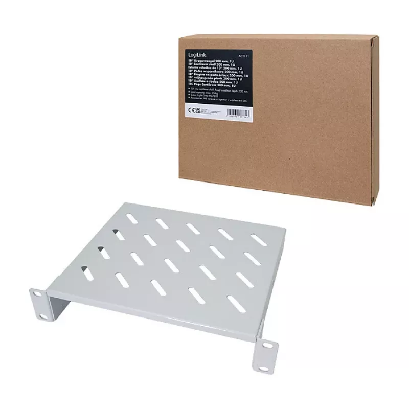 Logilink ACT111 Półka wspornikowa 200 mm 1U szara do szafy rack