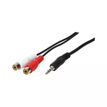 LogiLink Kabel audio, 3,5 mm 3-pin męski na 2x RCA żeński, czarny, 0,2 m