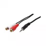 LogiLink Kabel audio, 3,5 mm 3-pin męski na 2x RCA żeński, czarny, 0,2 m