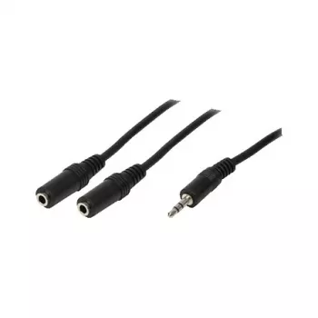 Rozgałęźnik audio LogiLink, 3,5 mm stereo męski na 2x 3,5 mm stereo żeński, czarny, 0,2 m