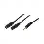 Rozgałęźnik audio LogiLink, 3,5 mm stereo męski na 2x 3,5 mm stereo żeński, czarny, 0,2 m