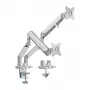 LOGILINK BP0088 TIS 17-32 Dual Monitor Mount – 2x 9kg Gas Spring, Silver, VESA 75/100, Clamp/Grommet
