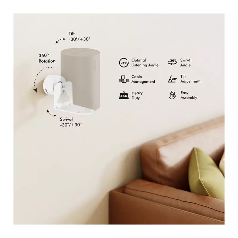 LogiLink BP0207W Uchwyt ścienny do głośników Sonos Era 100 i Era 300, biały, maks. 5 kg