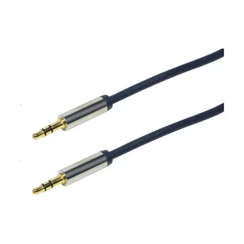 LogiLink CA10030 Premium 3.5mm TRS Męski-Męski Kabel Audio, Metalowe Złącza, Niebieski, 0.3m