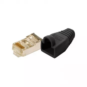 LogiLink Cat5e wtyk modułowy RJ45, ekranowany (8P8C), czarny – opakowanie 100 sztuk