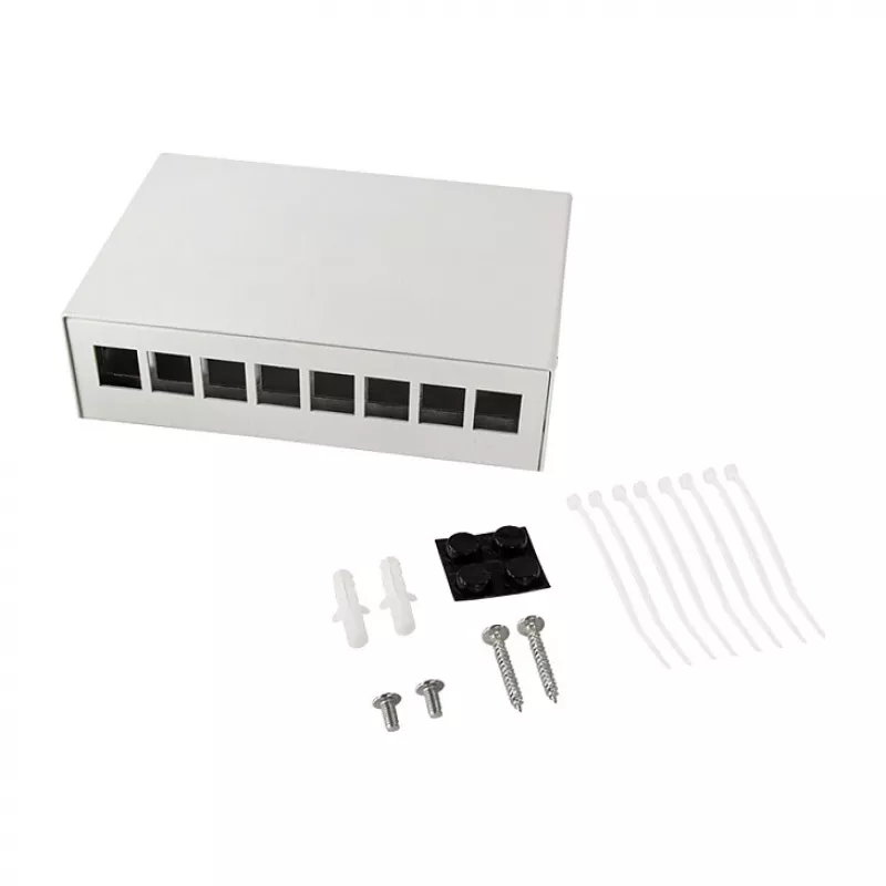 Logilink Consolidation Point Box 8-Port, Desk/Wall/Rail Mounting, Grey