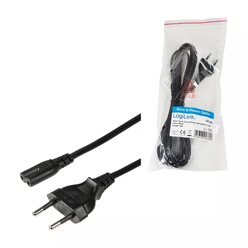 LogiLink CP145 kabel zasilający Europlug do IEC C7 1,8 m czarny