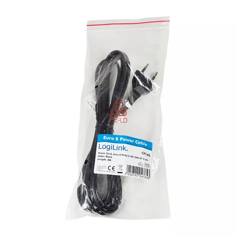 LogiLink CP145 kabel zasilający Europlug do IEC C7 1,8 m czarny