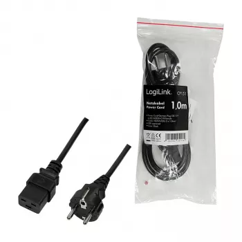 Logilink CP151 Kabel zasilający, CEE 7/7 do IEC C19, Czarny, 1 m