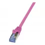 LogiLink CQ3019S kabel krosowy kat. 6A S/FTP, RJ45, 0,25 m, różowy, LSZH, bez zaczepów