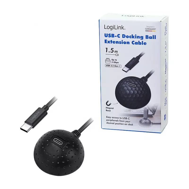 LogiLink CU0099 USB 3.2 Gen1 Type-C Męski-Żeński Przedłużacz, 5 Gbps, Czarny, 1.5 m