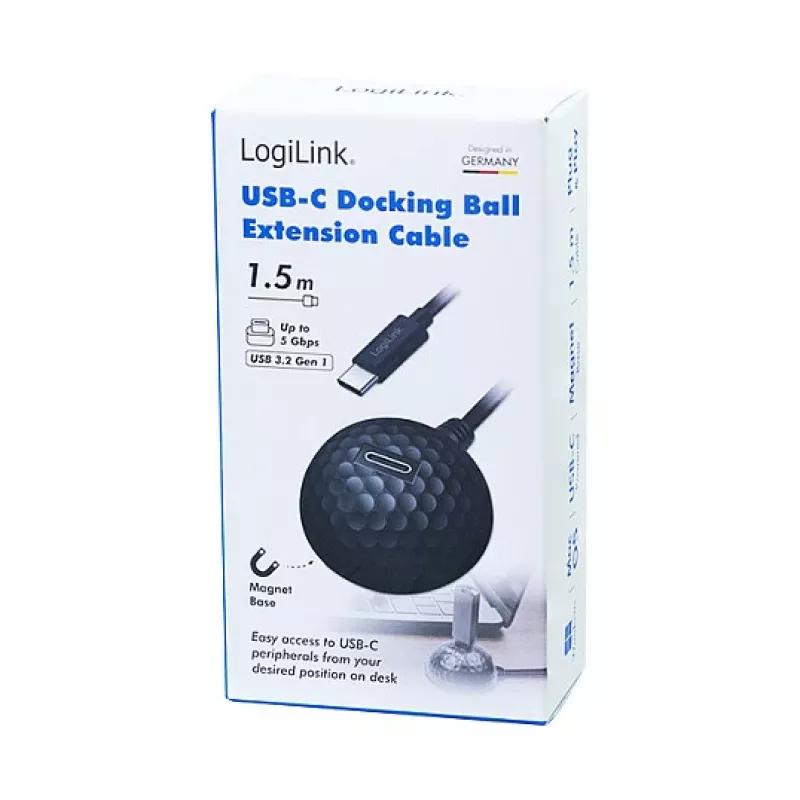 LogiLink CU0099 USB 3.2 Gen1 Type-C Męski-Żeński Przedłużacz, 5 Gbps, Czarny, 1.5 m