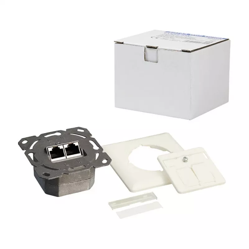 LogiLink DSIT podtynkowe gniazdo Cat. 6a ekranowane 2-portowe RJ45 w kolorze kości słoniowej