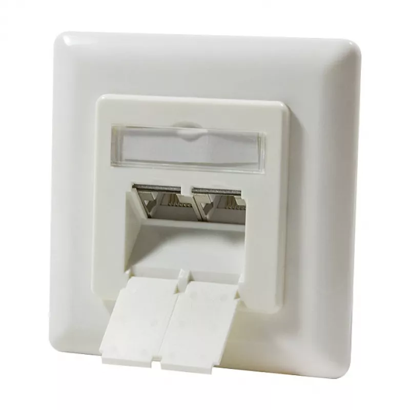 LogiLink DSIT podtynkowe gniazdo Cat. 6a ekranowane 2-portowe RJ45 w kolorze kości słoniowej