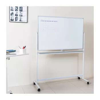 LogiLink EO0064 Mobilna dwustronna tablica suchościeralna, magnetyczna stal, aluminiowa rama, 120x80 cm, biała/srebrna
