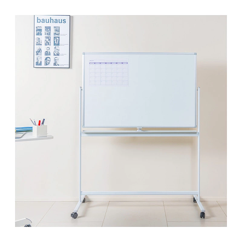 LogiLink EO0064 Mobilna dwustronna tablica suchościeralna, magnetyczna stal, aluminiowa rama, 120x80 cm, biała/srebrna