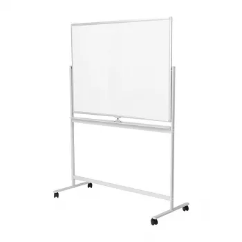 LogiLink EO0064 Mobilna dwustronna tablica suchościeralna, magnetyczna stal, aluminiowa rama, 120x80 cm, biała/srebrna