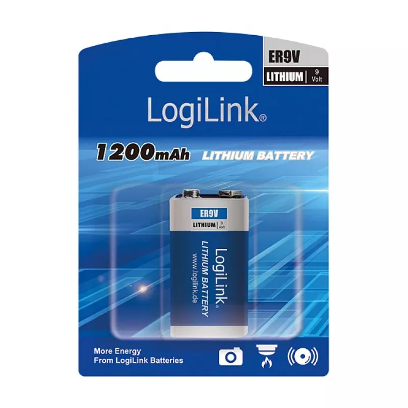 LOGILINK ER9VLIB Bateria litowa 9V (1 szt., blister) – 1200 mAh, nieładowalna, PP3