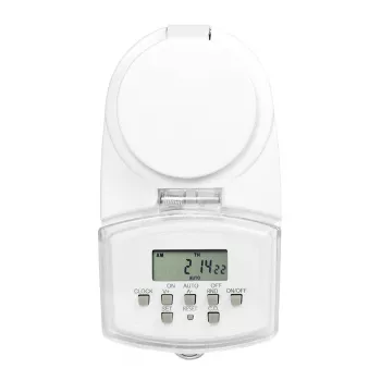 LOGILINK ET0008 Cyfrowy zegar sterujący do użytku zewnętrznego - IP44, 10 programów ON/OFF, 16A/3680W, Schuko (typ F), czarno-szary