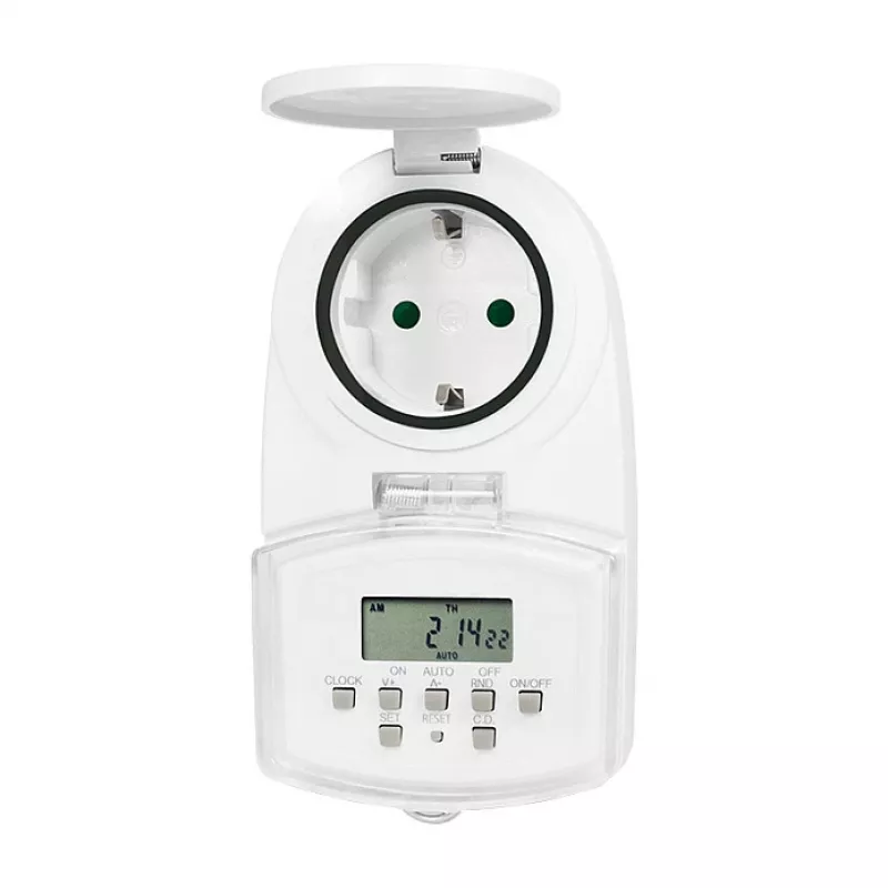 LOGILINK ET0008 Cyfrowy zegar sterujący do użytku zewnętrznego - IP44, 10 programów ON/OFF, 16A/3680W, Schuko (typ F), czarno-szary