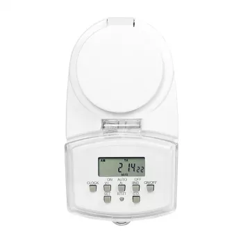 LOGILINK ET0008 Cyfrowy zegar sterujący do użytku zewnętrznego - IP44, 10 programów ON/OFF, 16A/3680W, Schuko (typ F), czarno-szary