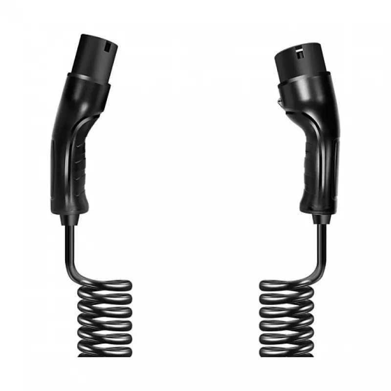 LogiLink EVC0128 Przewód ładujący Type 2 spiralny, 11kW, 3-fazowy, 20A, 5m, czarny z torbą do przechowywania
