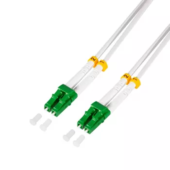 LogiLink FC0LC05 OS2 Simplex Fiber Optic Patch Cable, LC/APC to LC/APC, 5m, White