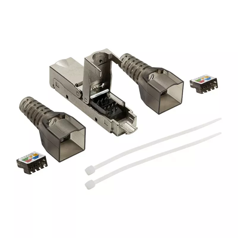 Wtyk RJ45 LogiLink Field-Terminable Cat.6A STP 10G, bez narzędzi IDC, odlew cynkowy, AWG 22-26, srebrny