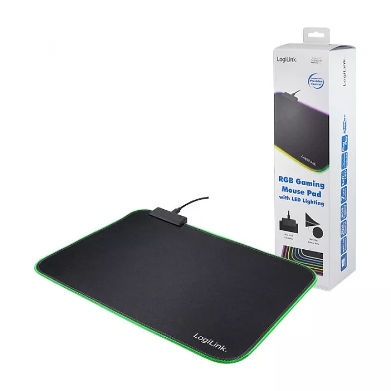 LOGILINK ID0183 Podkładka pod mysz gamingowa z diodami RGB LED, 350x260mm, 3mm miękka, czarna