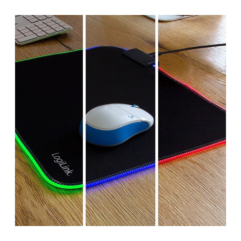 LOGILINK ID0183 Podkładka pod mysz gamingowa z diodami RGB LED, 350x260mm, 3mm miękka, czarna
