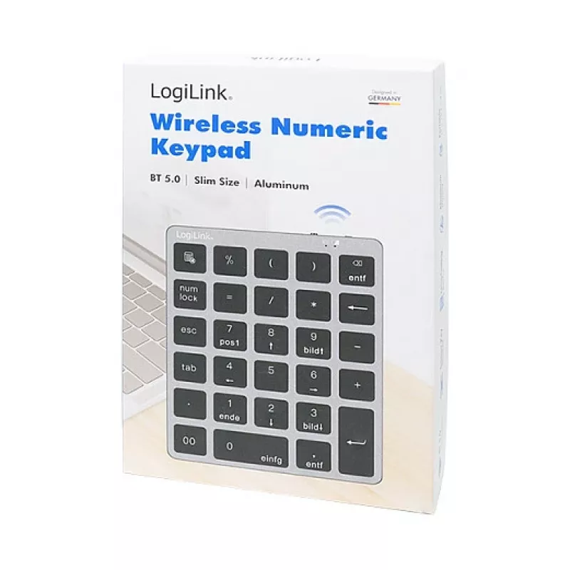 LogiLink ID0212 Bezprzewodowa klawiatura numeryczna, 28 klawiszy, Bluetooth 5.0, Space Grey