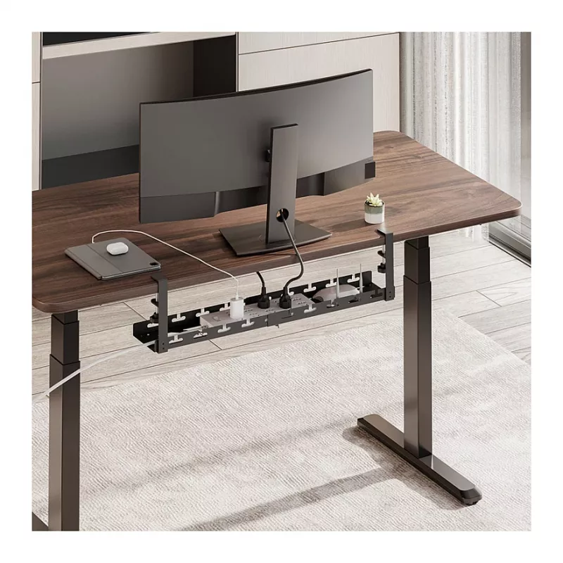LOGILINK KAB0094 Organizer na kable pod biurko, montaż zaciskowy, rozsuwany, metalowy, czarny