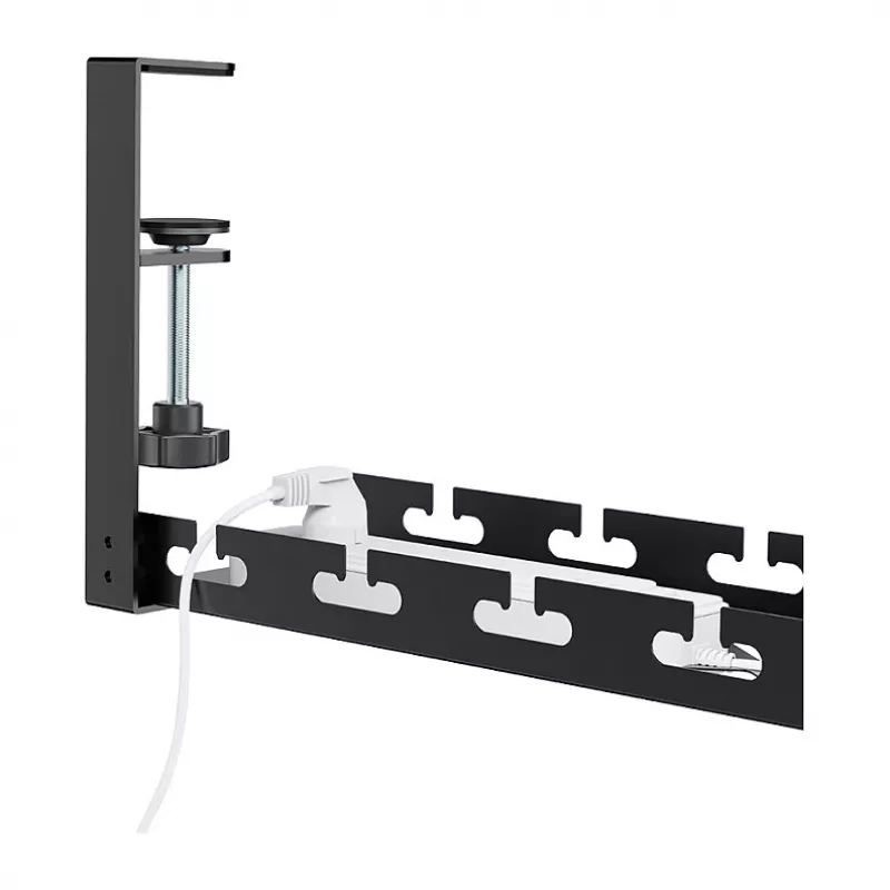 LOGILINK KAB0094 Organizer na kable pod biurko, montaż zaciskowy, rozsuwany, metalowy, czarny